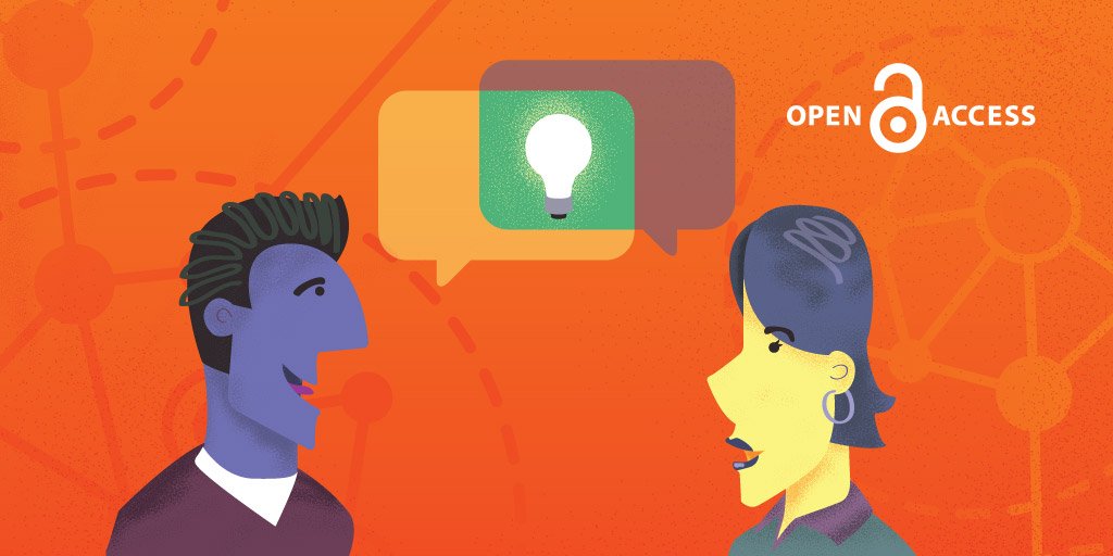 Open Access Week graphic people with talk bubbles