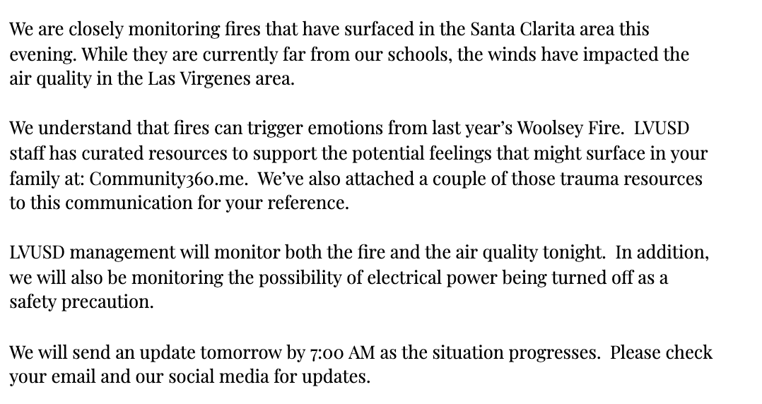 Please see the attached images for an important message from LVUSD.