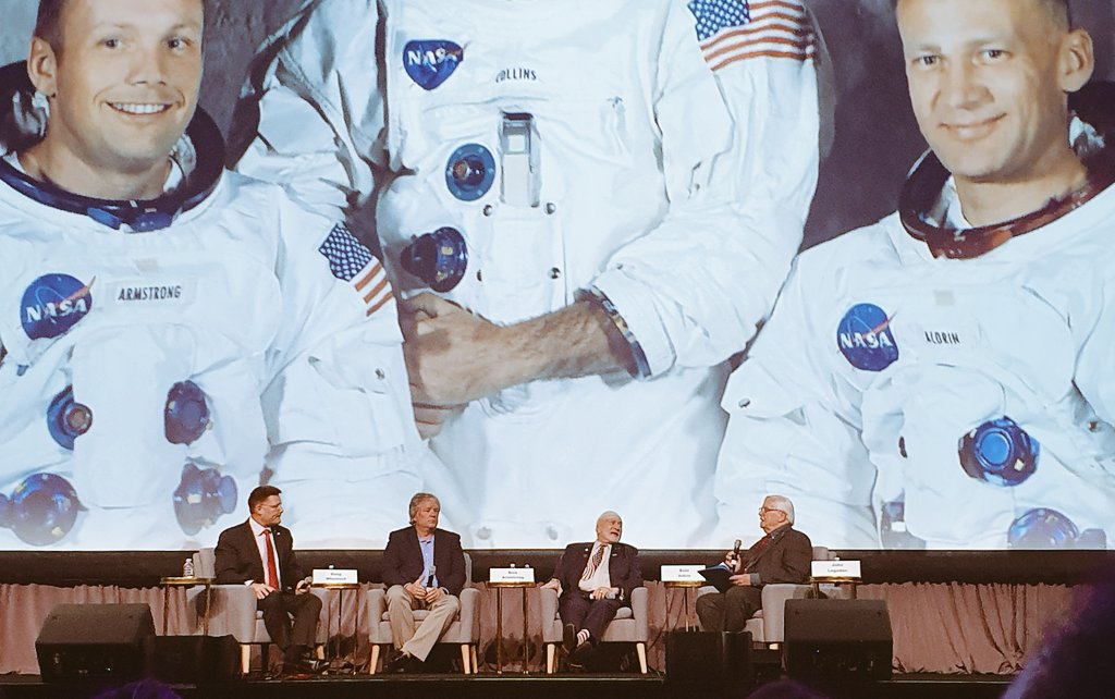 tinolanduris's tweet photo. Apollo 11 astronaut @TheRealBuzz is speaking at #IAC2019
And astronaut Doug Wheelock and the Rick, the son of moonwalker Neil Armstrong 
Rick was quiet, Doug really bright and inspiring, Buzz not so much, but proud and patriotic https://t.co/1nPEb2z6Q8