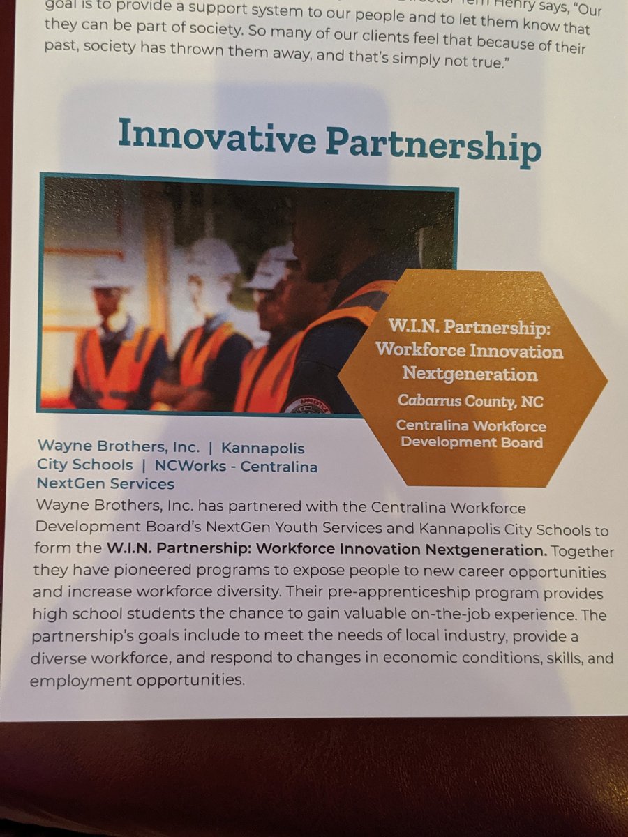 Congratulations to Daryle Adams for receiving the Governor's NCWorks Award of Distinction for his work as @KCS_NC , Wayne Brother Inc, & @CentralinaWDB partnered to form the W.I.N. Partnership: Workforce Innovation Nextgeneration to expose new career opportunities.