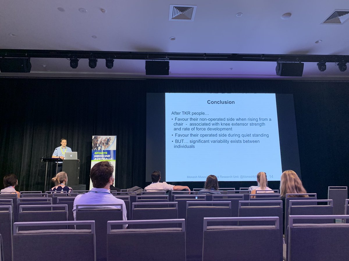 MentiplayB's tweet image. Two fantastic talks this morning from @LukePerraton on patients after TKA for the @SMA_Events #ASICSSMA19 conference using innovative and clinically feasible measures of impairments! @MonashMRU