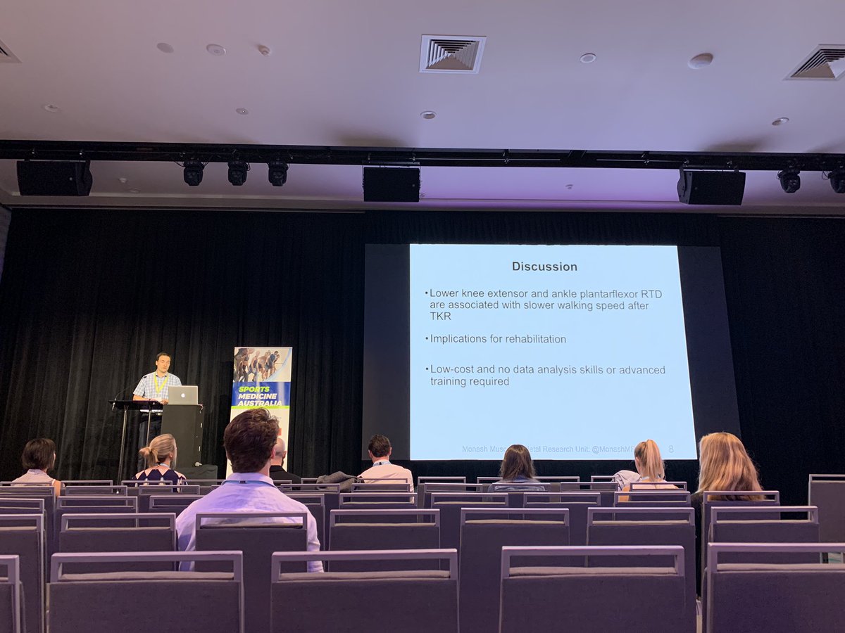 MentiplayB's tweet image. Two fantastic talks this morning from @LukePerraton on patients after TKA for the @SMA_Events #ASICSSMA19 conference using innovative and clinically feasible measures of impairments! @MonashMRU