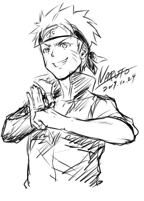 急に書きたくなったナルトの落書き上げておこう。ラフだけど。 