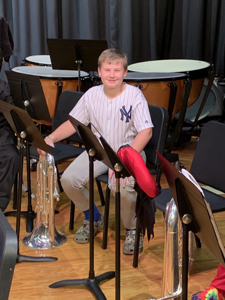 Jenn_Newt's tweet photo. Who knew Aaron Judge could play the baritone? #dcmsband #costumefun https://t.co/aaZPJVmmut