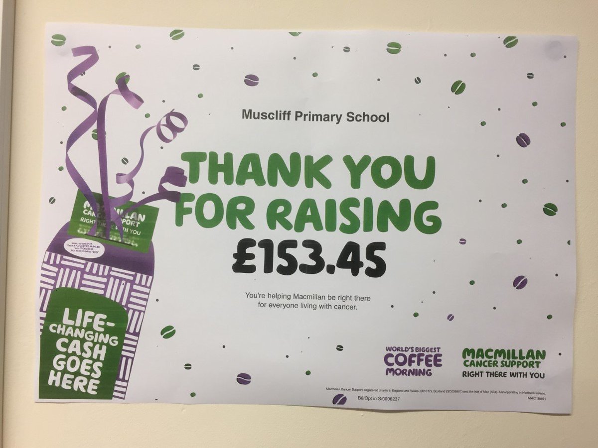 Staff made cakes and we raised over £150 for this amazing cause.  Well done Muscliff 😀 <a href="/macmillancancer/">Macmillan Cancer Support</a>