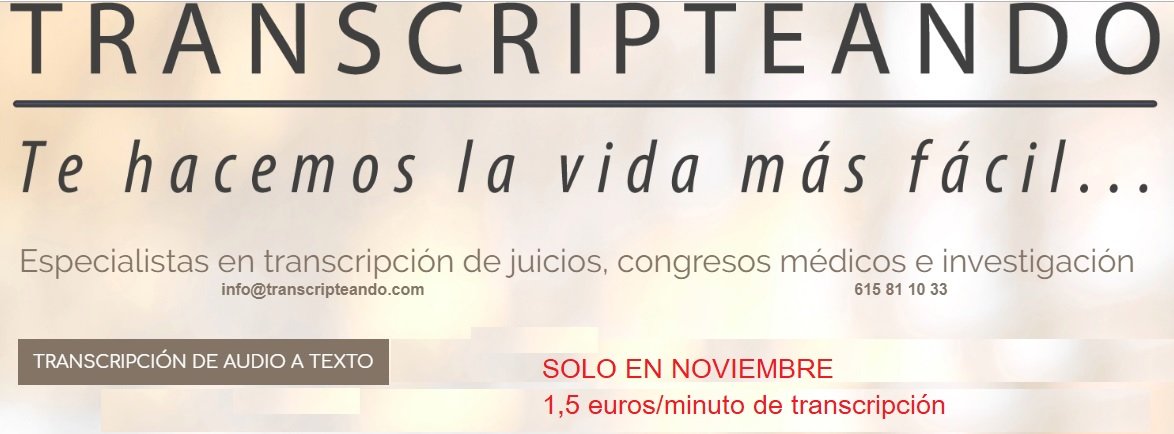 transcripteando's tweet image. ¿Cansado de ver los videos de las audiencias previas, testificales, arbitrajes una y otra vez? ¡Lo transcribimos! Oferta de NOVIEMBRE: 1,5 euros/minuto de transcripción de tu audio o video. Nos pasas el video/audio y te lo devolvemos en Word y PDF. ⌨️🖥️🖨️🖱️