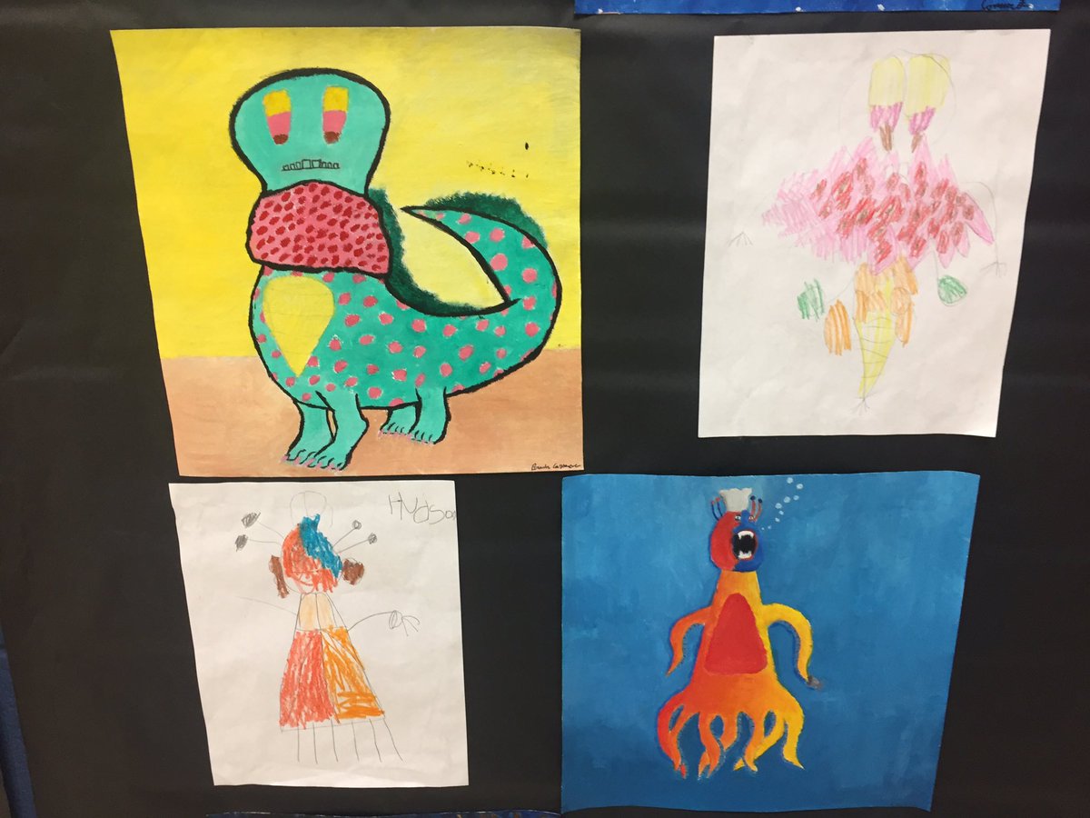 This is one of the coolest parts about working in a K-12 school. Our high school advanced art students take kindergarteners ideas and bring their creatures to life. #communityoflearners
