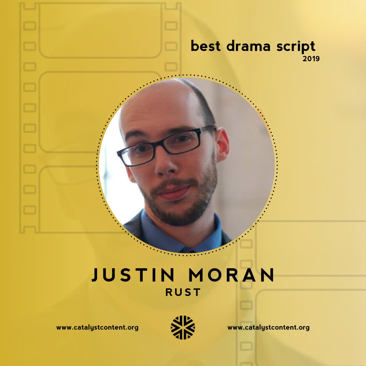catalystories's tweet photo. Congratulations to Justin Moran on winning Best Drama Script with 'Rust' at this year's #CatalystFestival2019! #FilmFestival #IndieTV #CatalystContent #CatalystArtists #Catalystories #AbramsArtistsAgency #Duluth ππ https://t.co/iLvz9GK9mx