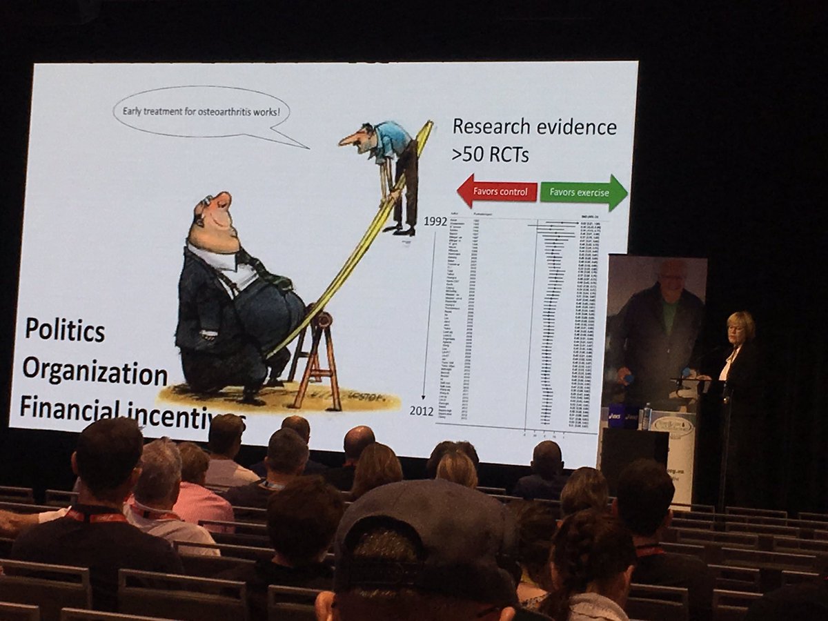 MonashMRU's tweet image. The frustration of having &amp;gt;50 RCTs showing exercise is effective for #OA and having policy makers sitting on their hands. @ewa_roos great presentation on GLA:D at #ASICSSMA19