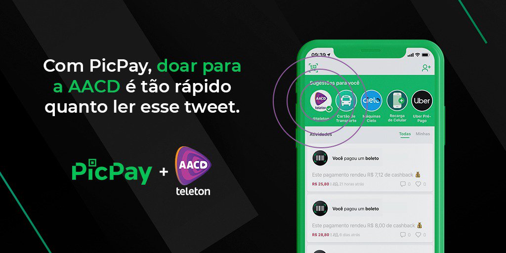 Agora você pode doar para a AACD pagando pelo PicPay.
É fácil, simples e rápido. Baixe agora: picpay.com/site/download