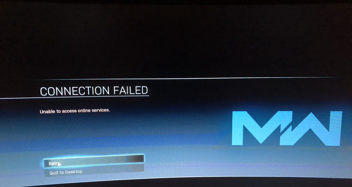 worshipcthulhu1's tweet photo. Now that’s not a good way to lunch the “most anticipated video game of the year”. #ModernWarfare seems to be having load issues - wasn’t this stress tested before they turned it on? #connectionfailed #infinityward #activision #nothappy 😕 https://t.co/f9FN5XI0mz