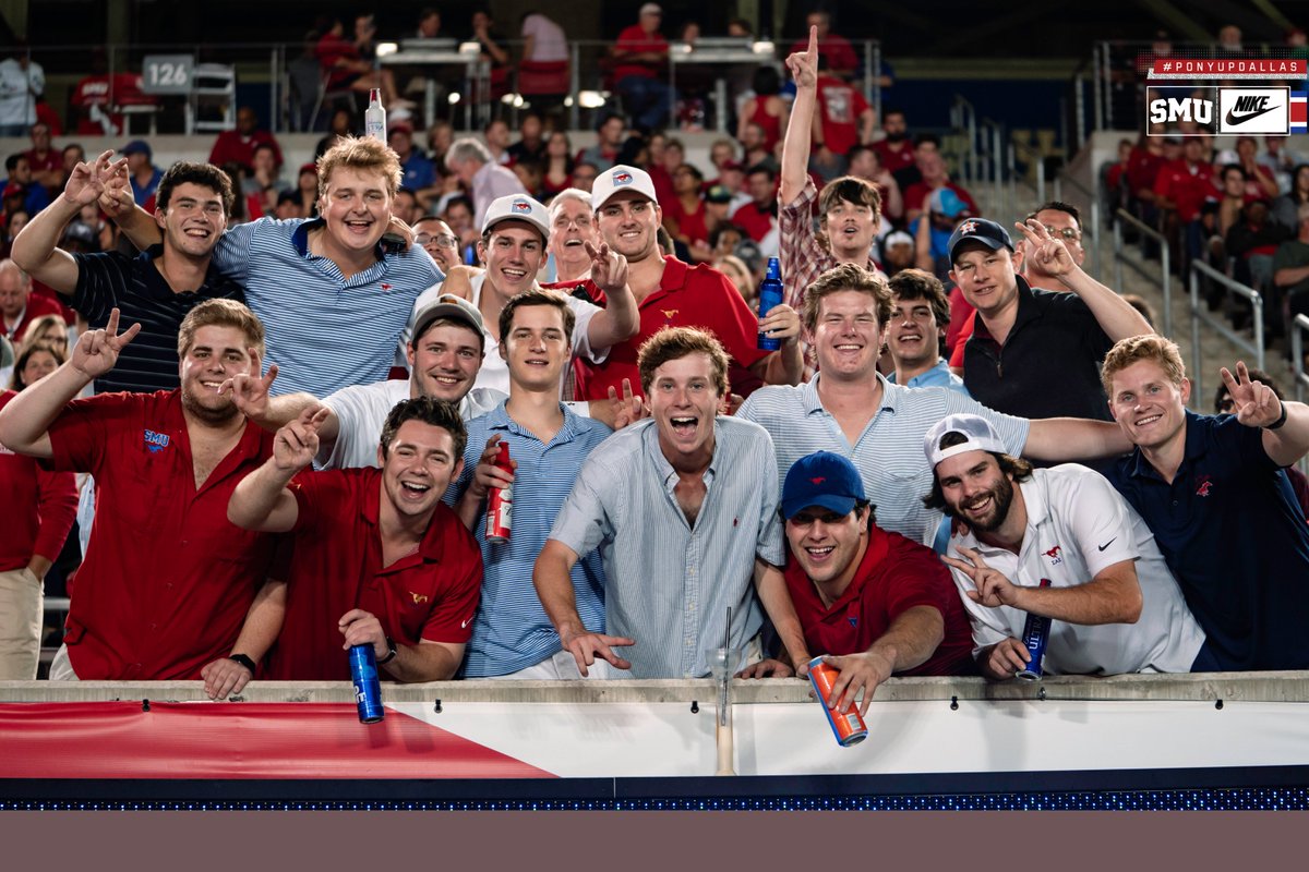 SMUFB's tweet photo. We 👂👂 ya in the stands out there, Mustangs! #PonyUpDallas https://t.co/kA4iRqqQUh