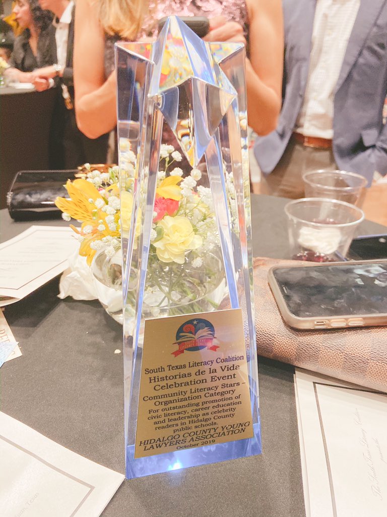 hidalgocyla's tweet photo. Tonight we were recognized by South Texas Literacy Coalition as a Community Literacy Star for our work on the Lawyers for Literacy Program! We are so honored and look forward to many more years of partnership and programming to STLC! https://t.co/IiGSMLsMbK