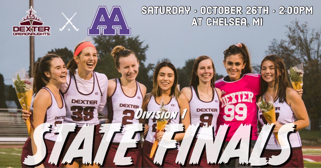 Coach_Maki_PE's tweet photo. D1 STATE FINALS 🏑

Dexter defeated Marian, 3-0, in the semi-finals to advance to the STATE FINALS, this Saturday, October 26th at 2:00pm. SHOW YOUR SUPPORT - BE THERE! 💪

🏑 | Dexter vs. Pioneer 
📍 | Chelsea, MI
🗓 | October 26, 2019
🕑 | 2:00pm

#DreadStrong 💪 #RisingTide 🌊 https://t.co/ylDzNmpB4h