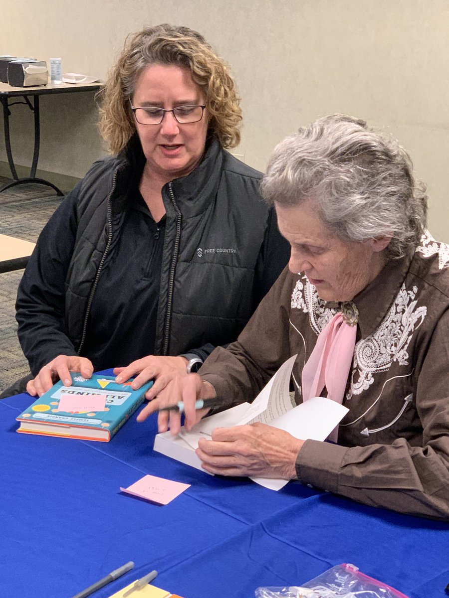 kbiege's tweet photo. Tonight was amazing! Got to hear Temple Grandin speak, got to get her autograph, talked to her about my amazing son and she gave me a hug!!! I am so thankful! #templegrandin, #AutismAwareness, #callingallminds https://t.co/zSNaRMoRBE