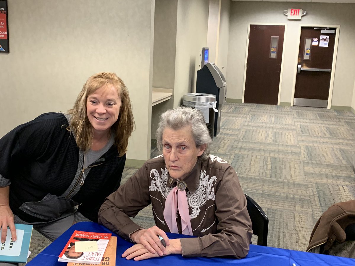 kbiege's tweet photo. Tonight was amazing! Got to hear Temple Grandin speak, got to get her autograph, talked to her about my amazing son and she gave me a hug!!! I am so thankful! #templegrandin, #AutismAwareness, #callingallminds https://t.co/zSNaRMoRBE