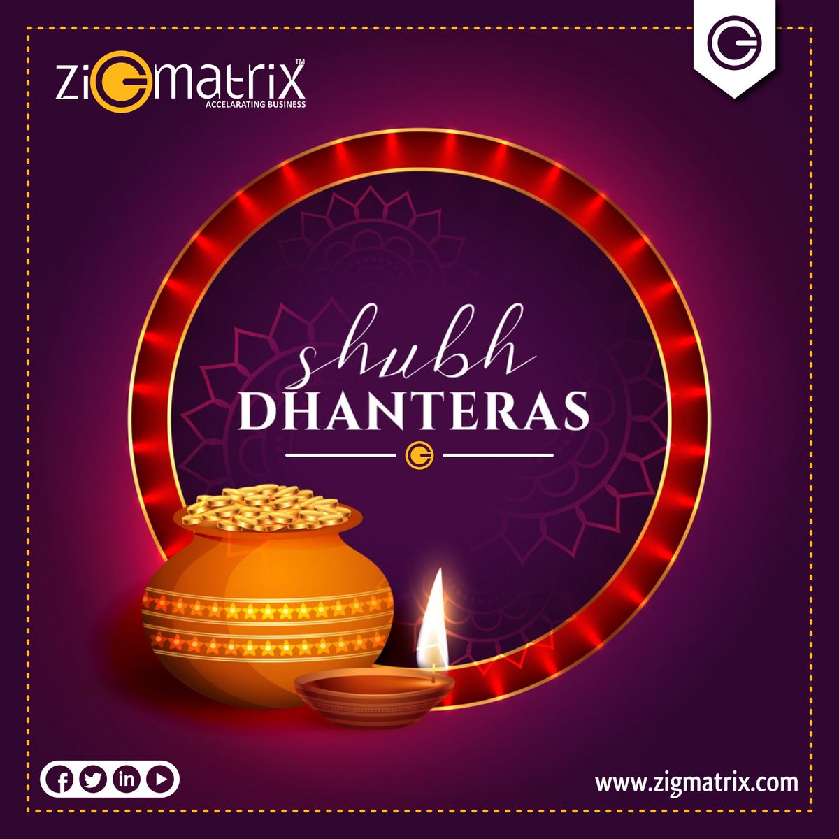ZigmatrixInc's tweet photo. May this Dhanteras celebrations endow you with opulence and prosperity.
Wishing you a bright future. Shubh Dhanteras. #धनतेरस #HappyDhanteras2019 #Zigmatrix #AcceleratingBusiness https://t.co/5fN9ldCsYO