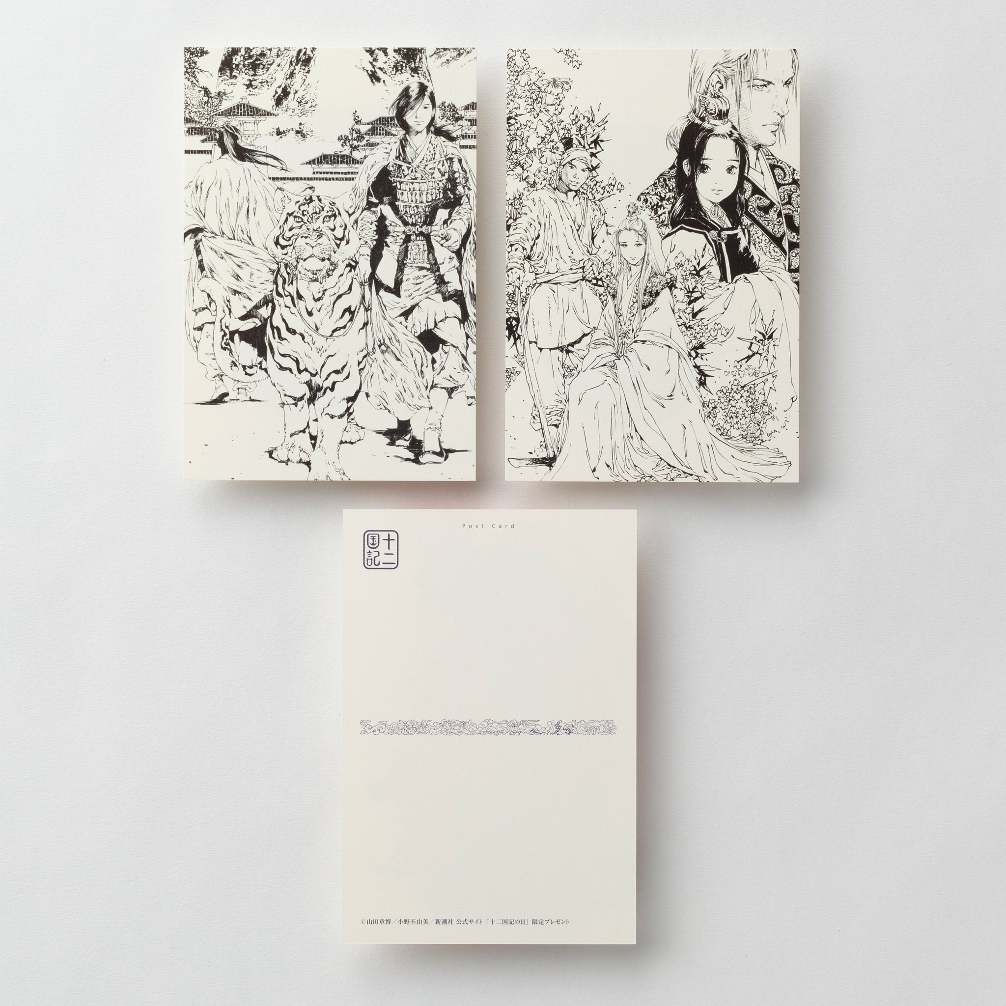 小野不由美 十二国記 新潮社公式 十二国記 ポストカードセット 第三集 本日発売 新作に繋がる 黄昏の岸 暁の天 装画 華胥の幽夢 冬栄 扉絵のほか 十二国記の日 限定プレゼントだったイラストがポストカードになりました 厚みのある