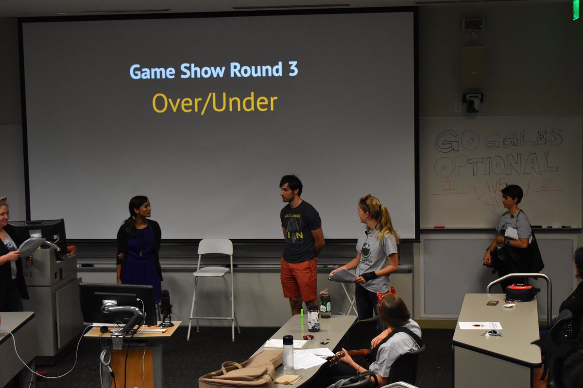 GogglesOptional's tweet image. Game show round 3 at our LIVE SHOW: over under! Are these plant numbers too high or too low? Contestants are competing for the title: most carnivorous scientist #scicomm #podcast