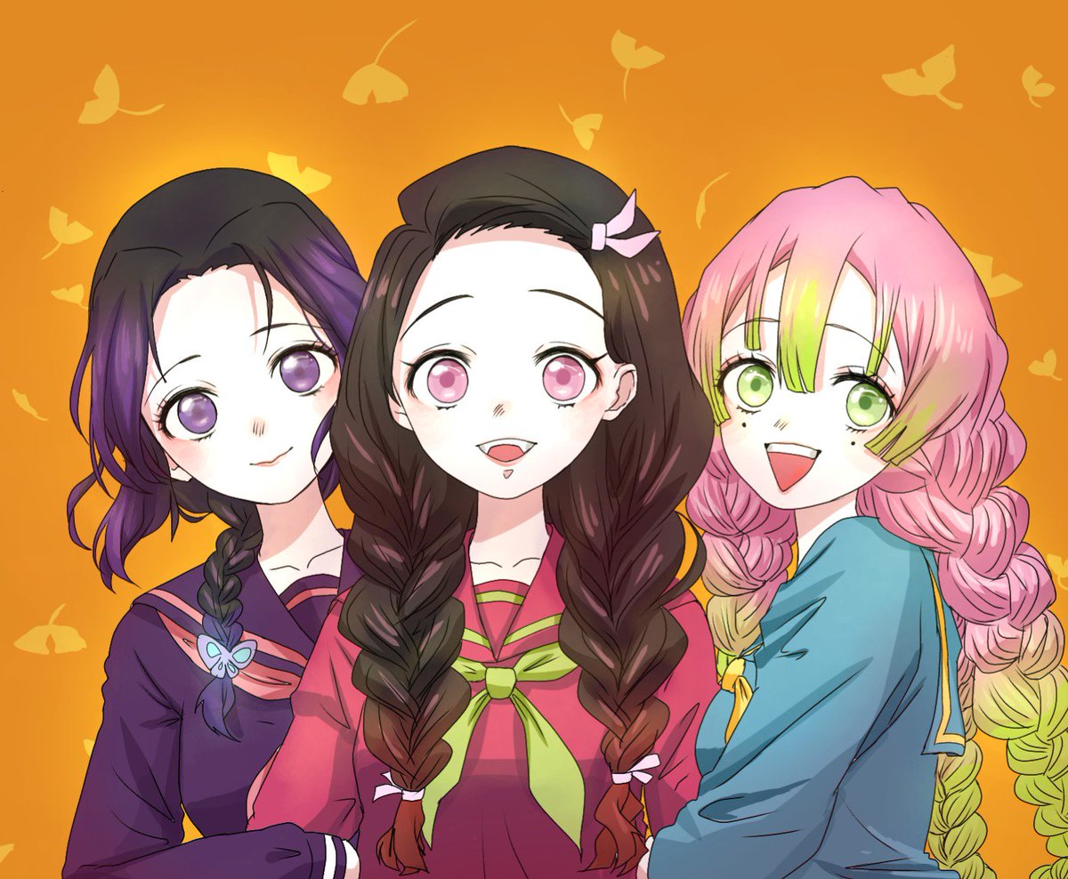 鬼滅 秋ガールズ！ 三つ編み！セーラー服！！ (修正版) #鬼滅の刃 #鬼