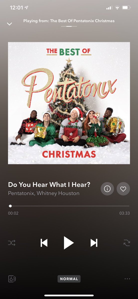 Here we go!!!!! #NowPlaying @PTXofficial #TheBestofPTXChristmas #WhitneyHouston #DoYouHearWhatIHear