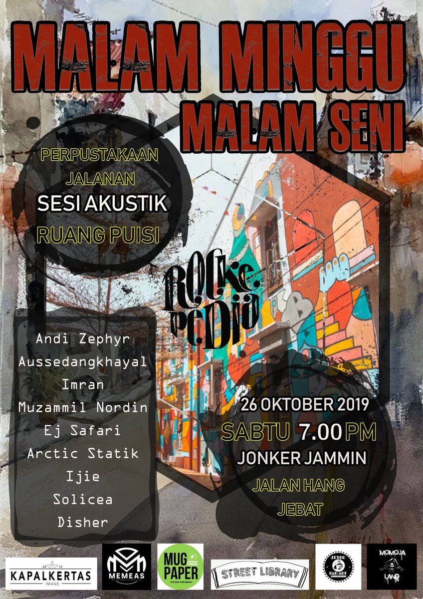 Helping our friends from <a href="/rockepedia/">Rockepedia</a> Korang nak baca buku tapi malas? Haaaa jom baca buku dgn member korang kt sini. Melaka sabtu ini 26 Oktober 7pm.