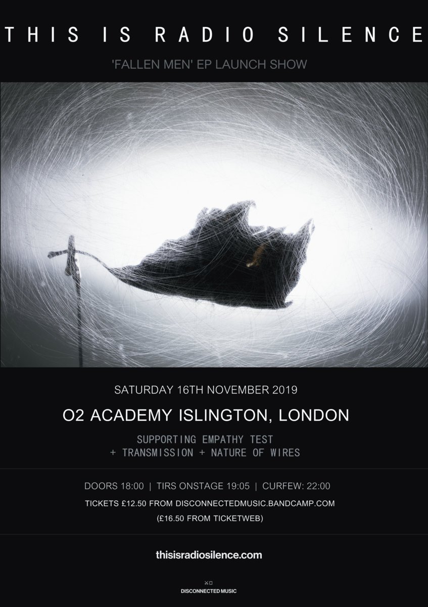 GIG KLAXON

Adrian's other project, @tirsuk, are supporting Empathy Test at the O2 Islington Academy on 16 November.

For tickets (inc a free copy of their soon to be released 'Fallen Men' EP) and info : disconnectedmusic.bandcamp.com/merch/ticket-t…

Bound to be a great night.