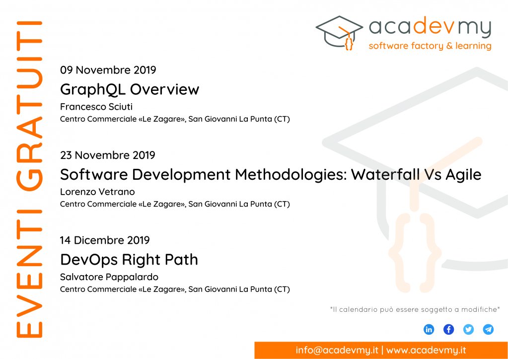DevmyFactory's tweet image. Un nuovo evento gratuito al nostro calendario! 🎉
Sabato 23 novembre infatti vi aspettiamo per parlare di #SoftwareDevelopmentMethodologies: Waterfall Vs Agile! 🤩
A breve si apriranno le iscrizioni quindi restate sintonizzati!
#softwaredevelopment #waterfall #agile #software