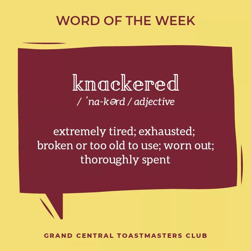 Let us help you express your thoughts more eloquently. Add our WORD OF THE WEEK in your everyday vocabulary. Feel free to use it in a sentence in the comments below. ⬇⬇⬇

#Grandcentraltm #grandcentraltoastmasters #toastmasters #toastmastersinternational #wordoftheweek