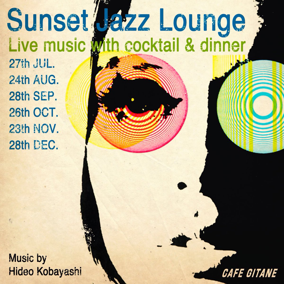 HIDEO_KOBAYASHI's tweet image. This Saturday!

2019-10-26 sat 6pm
Sunset Jazz Lounge with cocktail &amp;amp; dinner CAFE GITANE ⠀

#cocktailstyle #tokyorestaurant #hideokobayashi #downtempo #chillout #loungemusic #cafegitane #jazz #カフェジタン
#downtempo  #electronica #chillout #saturday #lounge #timeouttokyo #ebisu