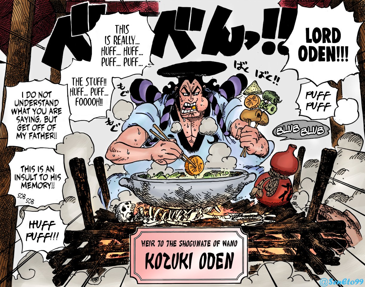 Sen Thank You Furudate Oden Just Eating Some Oden On A Dead Body One Piece Chapter 960 Kozuki Oden Color Onepiece960 Onepiece