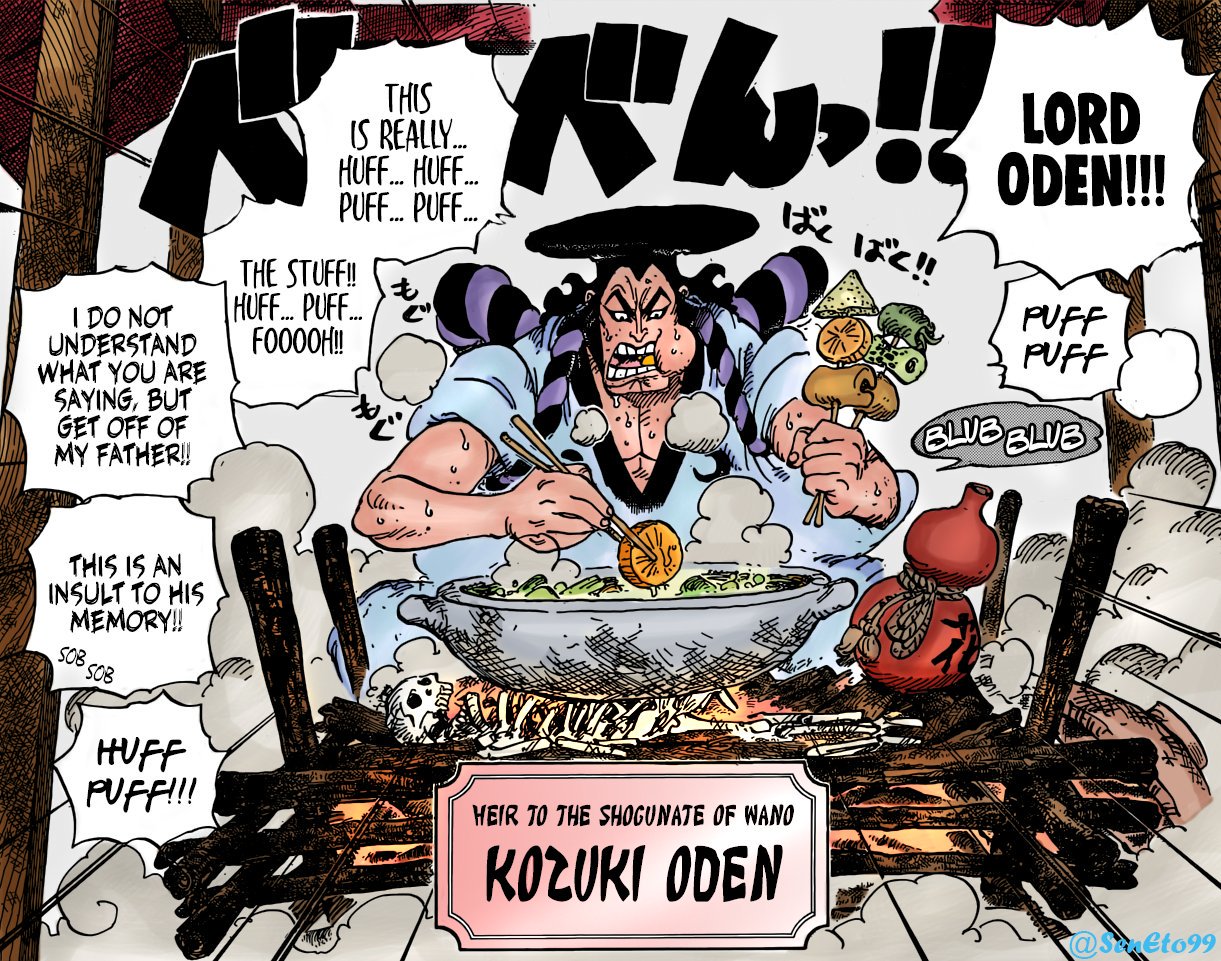 Sen Thankyoumiura Oden Just Eating Some Oden On A Dead Body One Piece Chapter 960 Kozuki Oden Color Onepiece960 Onepiece T Co Suvonk8v1p Twitter