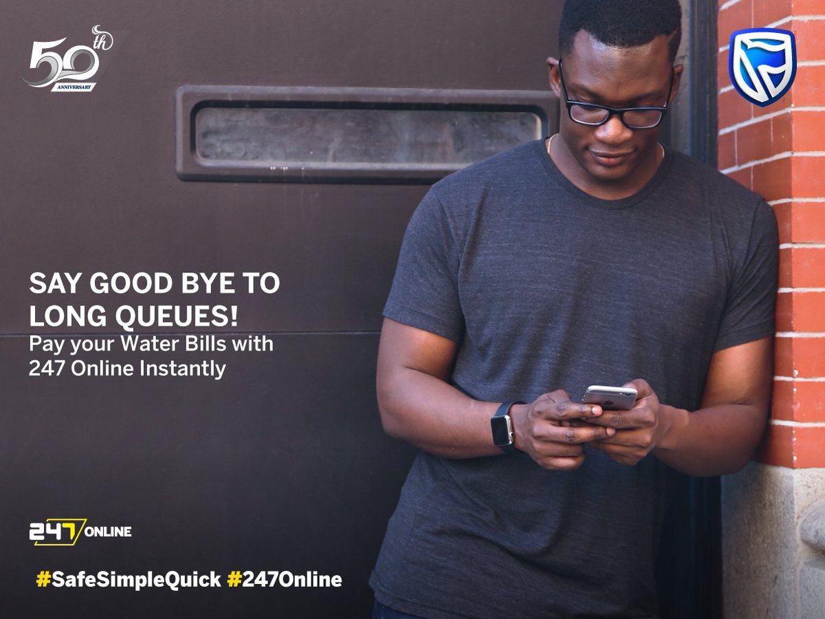 StandardBankMW's tweet photo. Embrace online payments and avoid queues. Pay your Water Bills anywhere and anytime safely and quickly using 247 Online. It is #SafeSimpleQuick #247Online. https://t.co/rPHgiPf51f