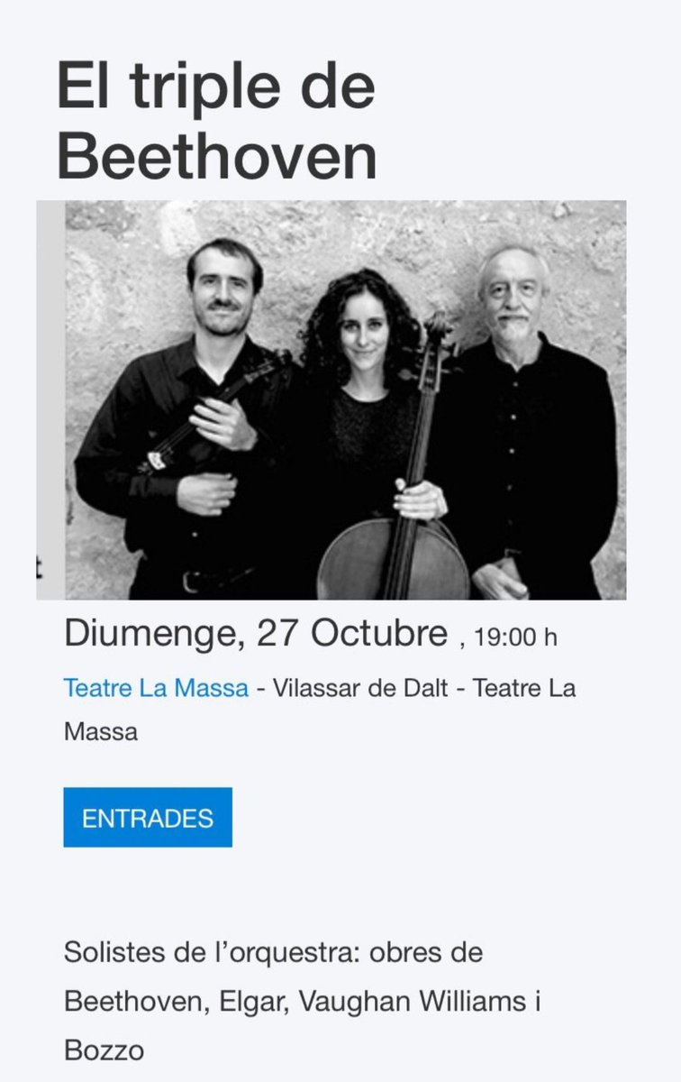 Aquest diumenge repetim el Triple concert de Beethoven amb la <a href="/SimfonicaCugat/">Simfonica St Cugat</a> al @teatrelamassa No us ho perdeu!