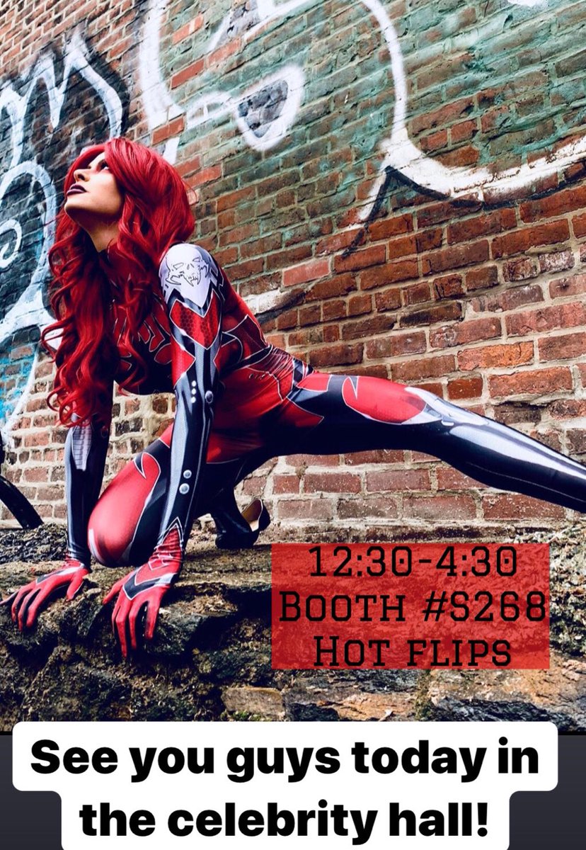 See you guys today as @jamietyndall Blood Widow at @HotflipsSupply Booth #S268 in celebrity hall! @MCMComicCon 💋