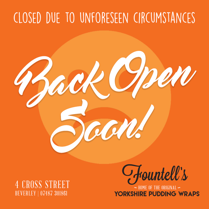 Unfortunately we won't be open today :( But we'll be back tomorrow for our last weekend of #YorkshirePudding glory! Pop in and see us we'd love to see you :)
