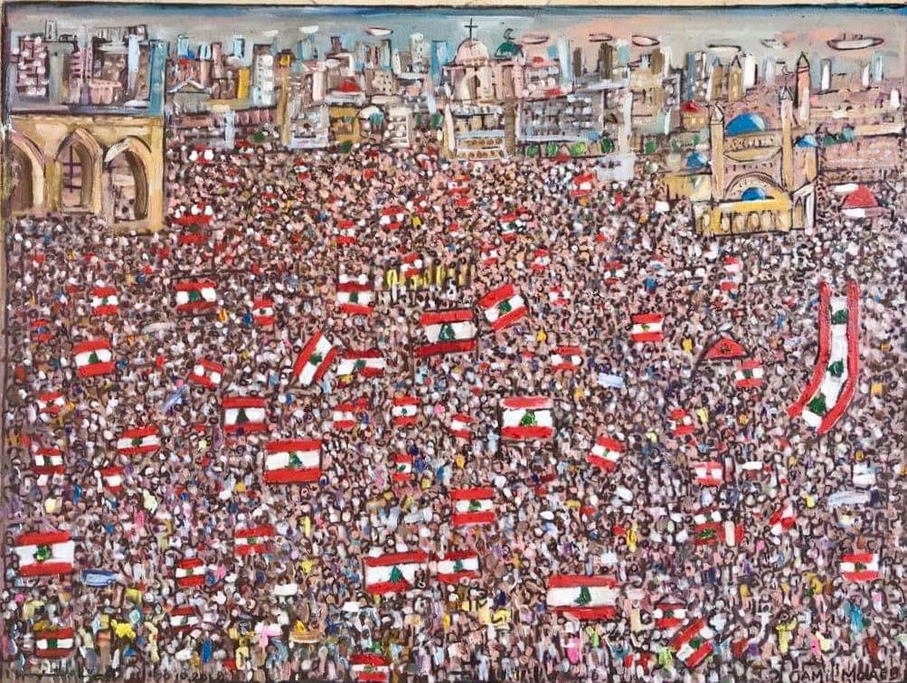 csrlebanon's tweet photo. Day 9: The #Youth #Revolution against #Corruption continues ... it's only the beginning ... ✌🌳❤
Friday 25 October 2019
(Painting for Jamil Molaeb, Oil on canvas, October 2019)
#LebanonProtests  #لبنان_يتنفض https://t.co/lmeJAgMpby