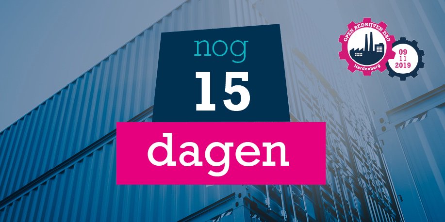 Nog 15 dagen... 
De Open Bedrijvendag komt steeds dichterbij! Staat 9 november al bij jou in je agenda? Het wordt een mooie dag voor jong en oud. Laat je inspireren door verschillende bedrijven in Hardenberg.