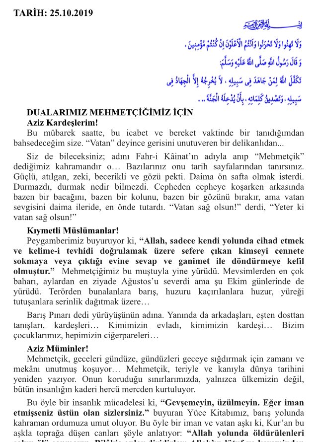 umtdogan71's tweet photo. Diyanet’in 29 Ekim’den önceki son Cuma namazı için, yani bugünkü Cuma namazı için müftülüklere göndermiş olduğu hutbe.

Tahmin ettiğimiz gibi, cumhuriyetten ve Atatürk’ten bahseden tek kelime yok. https://t.co/5ZOdLKOwaf