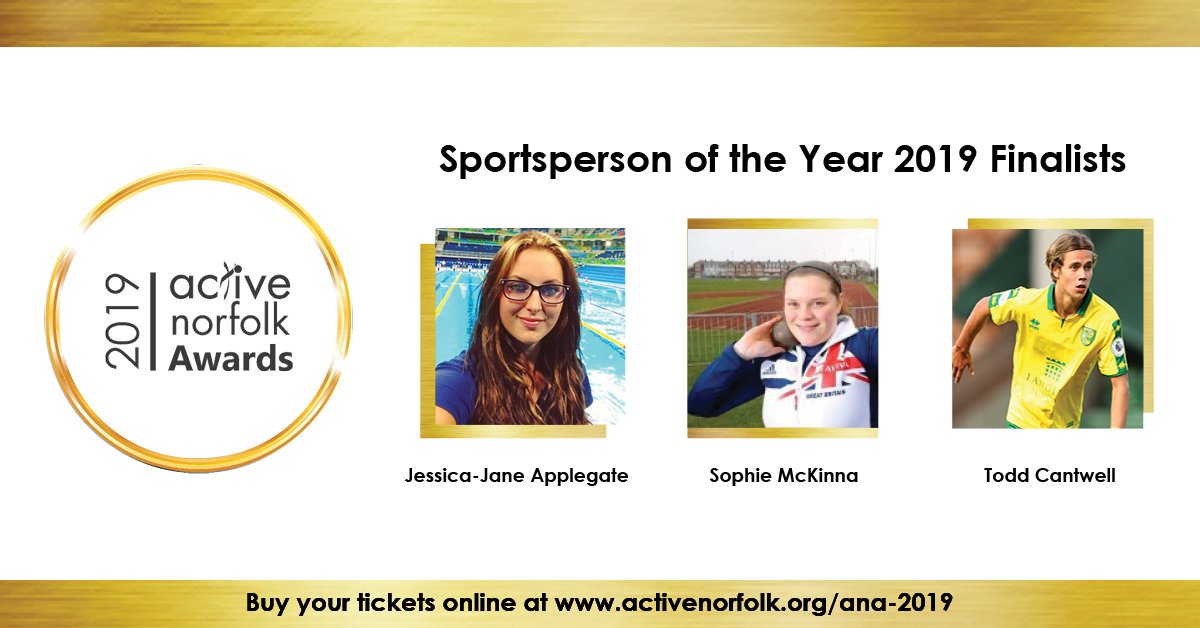 ActiveNorfolk's tweet photo. Come and see some of Norfolk’s hottest sports stars @ToddCantwell_10 @sophiemac10 &amp; @jessica_jane96 battle it out for the title of Sportsperson of the year Award 2019 sponsored by @SportsparkUEA - Tickets still available online at  https://t.co/MOPXgFCgfD #ANAwards19 https://t.co/uQuUkhd3iZ