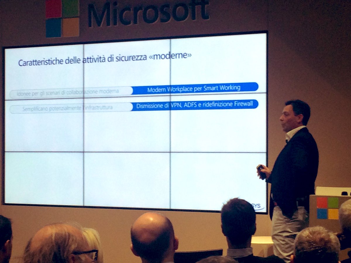 Microsys_Italia's tweet photo. Paolo Bodini di #Microsys ci parla delle caratteristiche che devono avere le attività di #sicurezza moderne e di come si utilizza la #MicrosoftPlatform
#cyberdefence365 #MSYSevent #Microsofthouse https://t.co/DMgVxNEHX7