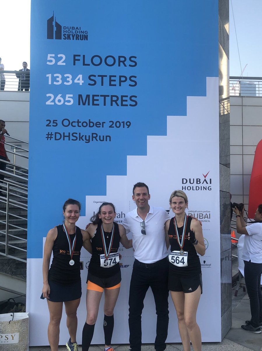 The girls done good!! Well done to these three <a href="/TM_Towerrunners/">Total Motion Towerrunners</a> in Dubai this morning. #DHSkyrun #Towerrunning