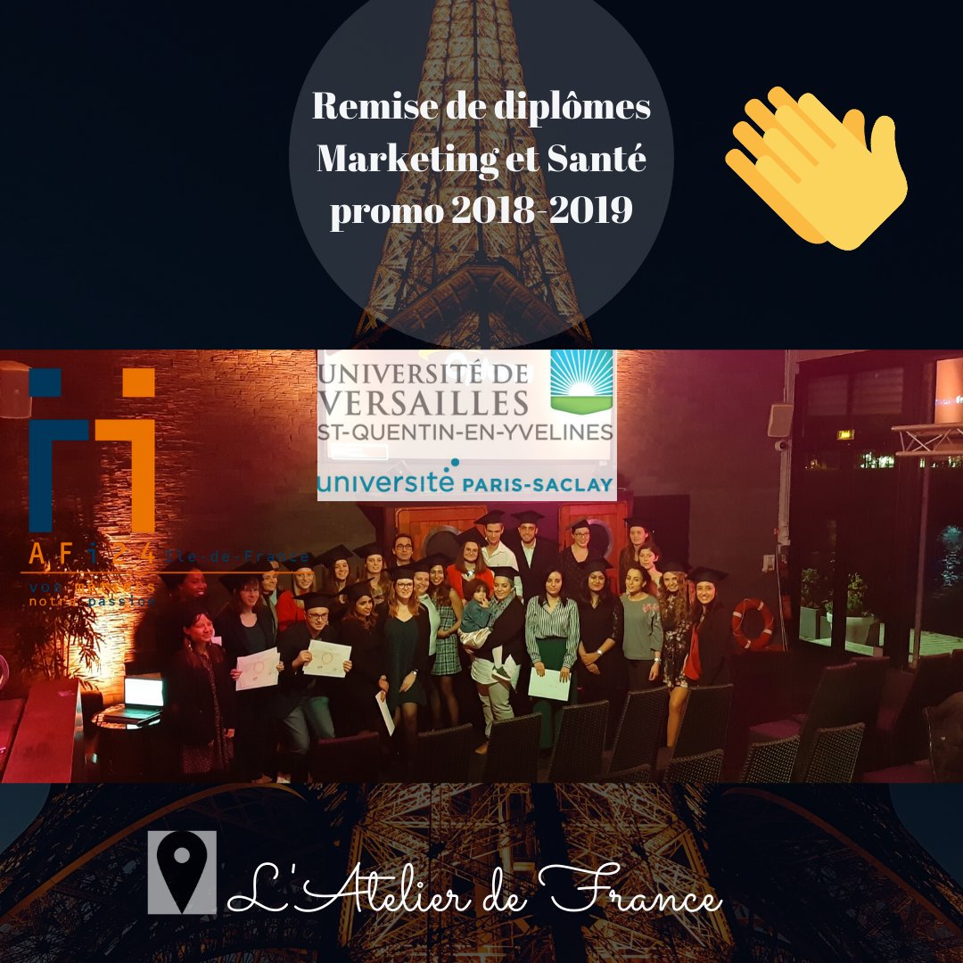 Bravo à nos jeunes diplômés du Master Marketing et Santé  de l'<a href="/uvsq/">UVSQ</a> 👏
Merci de votre participation à cette belle soirée de remise de diplômes et bienvenue à la nouvelle promotion 2019-2020 !
#apprentissage #jeunesdiplômés #alternance #réussite #excellence #avenirprofessionnel