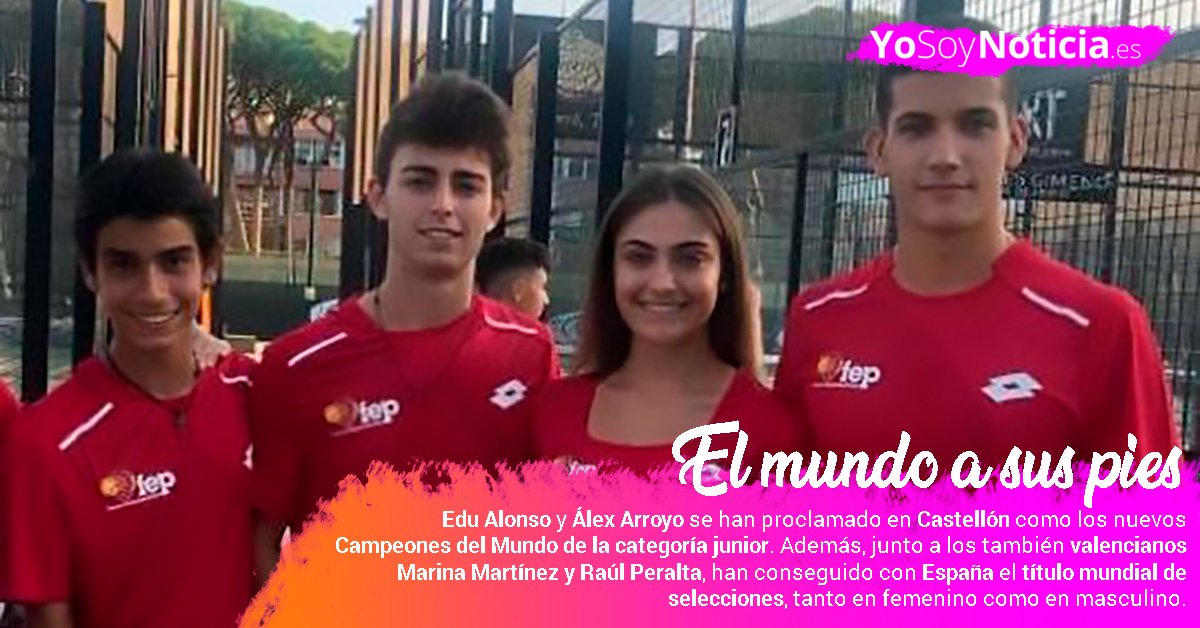 PORTADA / Nuestro homenaje a los campeones del mundo de pádel. ¡Enhorabuena!

Conocemos más a estos cuatro valencianos que han escrito su nombre en la historia: 

bit.ly/367EQHI

<a href="/PadelCV/">Federación de Pádel de la Comunitat Valenciana</a> <a href="/padelfederacion/">Federación Española de Pádel</a> @GVAculturesport <a href="/MMenoresCS/">Mundial Menores</a>