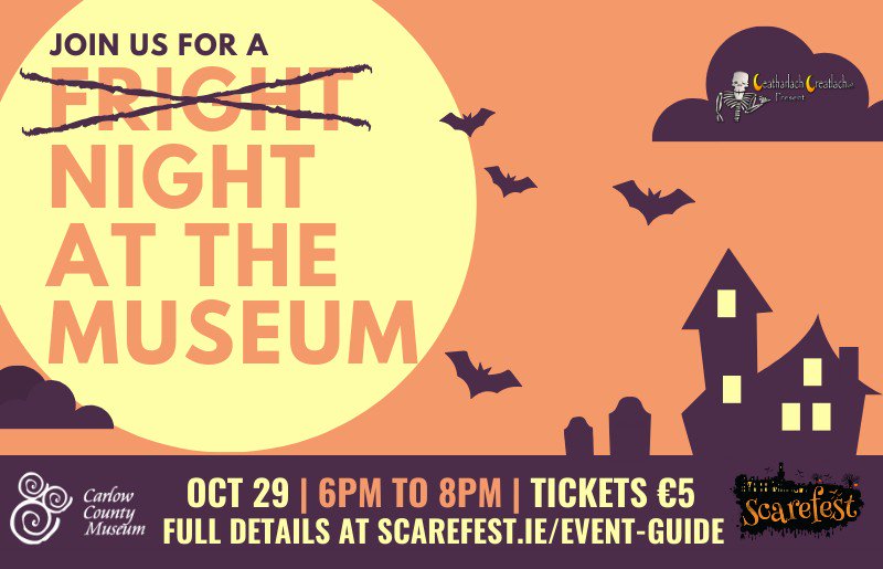 Carlow County Museum (@carlowcountymus) on Twitter photo For <a href="/ScarefestCarlow/">Scarefest ππ»π§ββοΈπ§πΌββοΈ</a> Carlow County Museum and Ceatharlach Creatarlach Storytellers present 'A Night at the Museum' - a guided tour with a difference. Tickets to be booked in advance via scarefest.ie π»ππ² For <a href="/ScarefestCarlow/">Scarefest ππ»π§ββοΈπ§πΌββοΈ</a> Carlow County Museum and Ceatharlach Creatarlach Storytellers present 'A Night at the Museum' - a guided tour with a difference. Tickets to be booked in advance via scarefest.ie π»ππ²