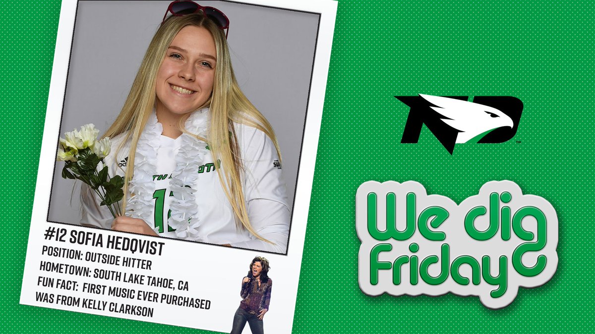UNDvolleyball's tweet photo. You know what day it is- #WeDigFriday! 

Get to know #12, Sofia Hedqvist!

#UNDproud #LGH https://t.co/GXT87QC3le