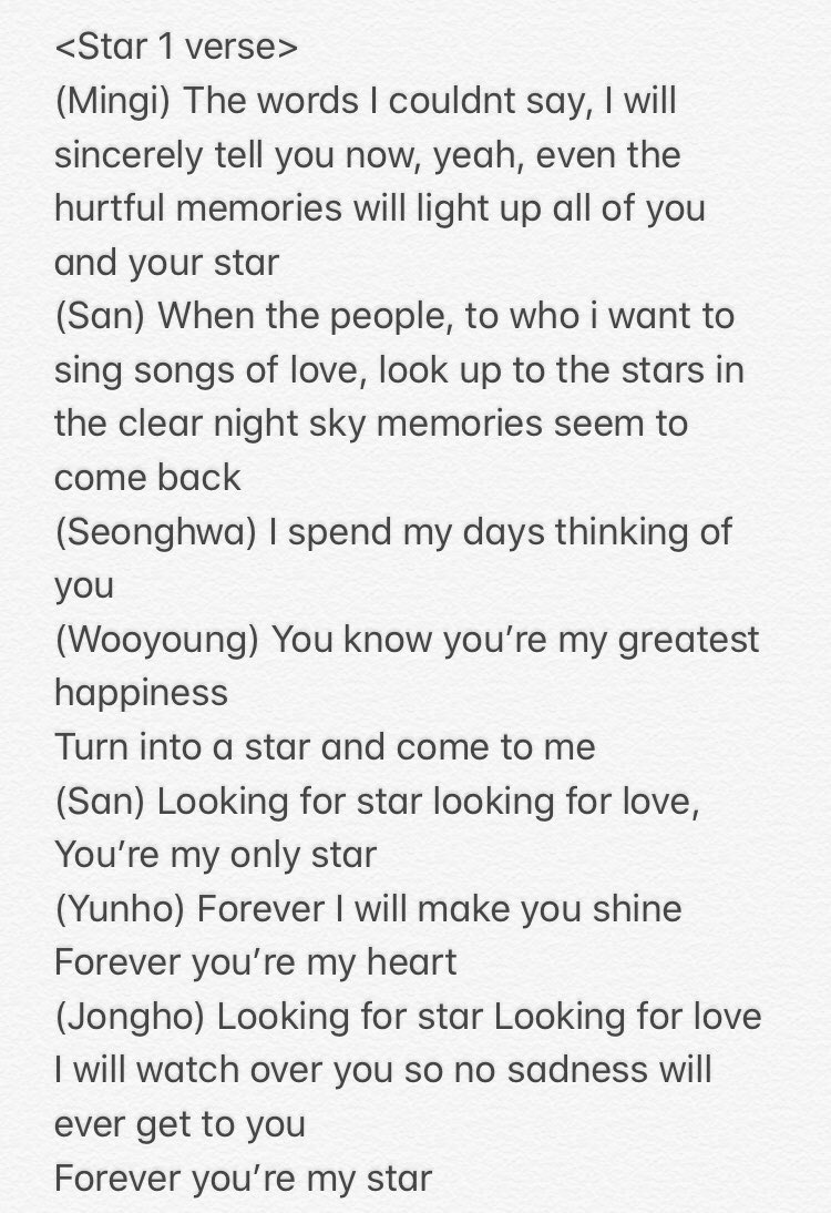 Ateez Translations 𝑬𝑵𝑮 𝑻𝑹𝑨𝑵𝑺 Ateez Star 1117 Lyrics Ateezofficial Mamavote 에이티즈 Ateez Ateez 1st Anniversary Moonriver Atztrans Cr Hjoongilicious Take Out With Full Credits T Co Wgu3zprhcs