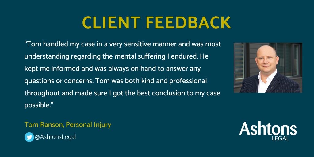 AshtonsLegal's tweet image. Fantastic #feedback for Tom Ranson from our #PersonalInjury team here at #Ashtons! Sensitive, informative, kind and professional while making sure to get the client the best conclusion. #BuryStEdmunds #Norwich #Ipswich #Cambridge
