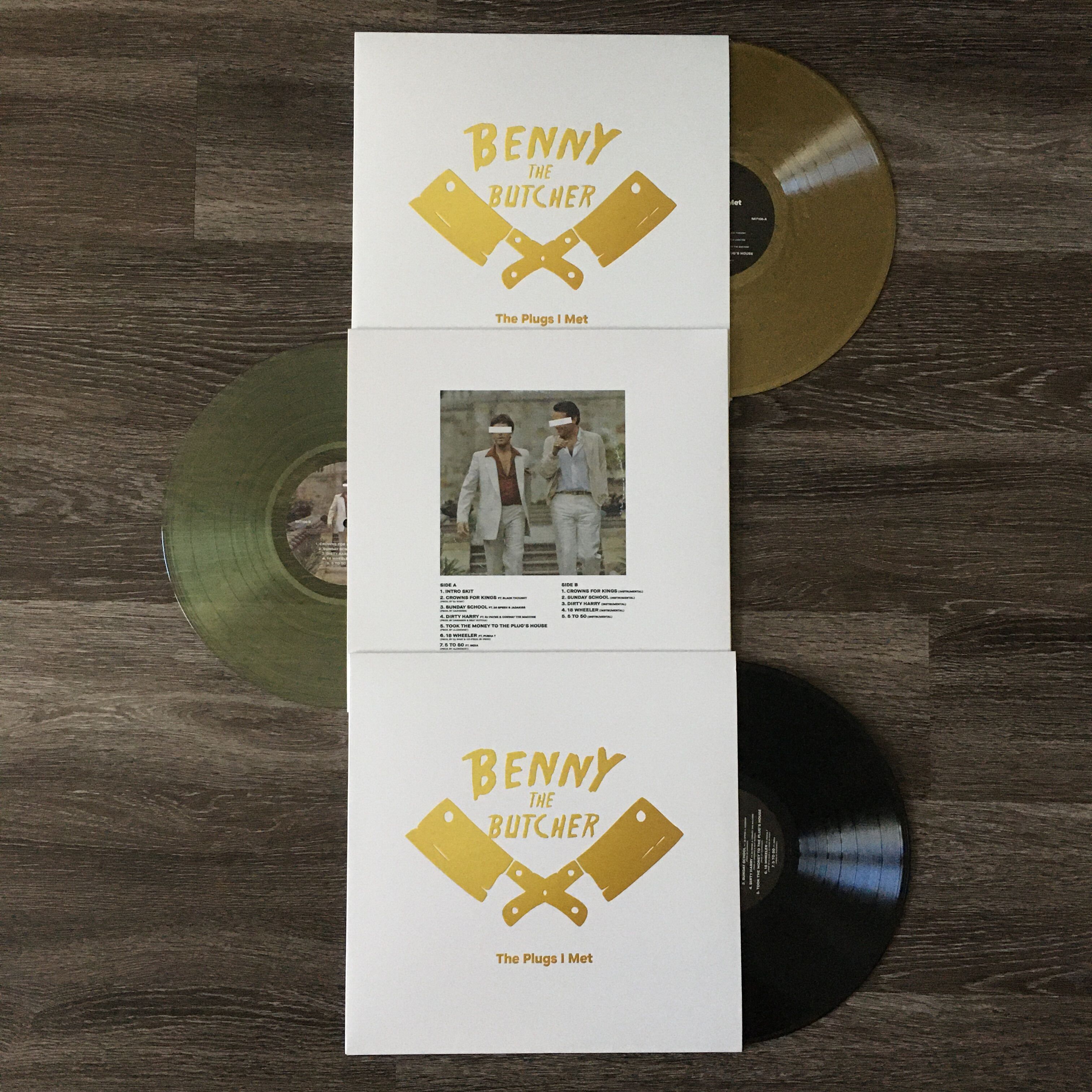 BENNY BUTCHER on Twitter: "The Plugs I Met Extended Vinyl. Black 🔪 Metallic Gold 🔪 Coke Bottle Clear 🔪 Limited Edition w/ Embossed Cover &amp; Unreleased Instrumentals. 🔌 https://t.co/BU7vnYaBnr https://t.co/J1A6lkt6hF" /