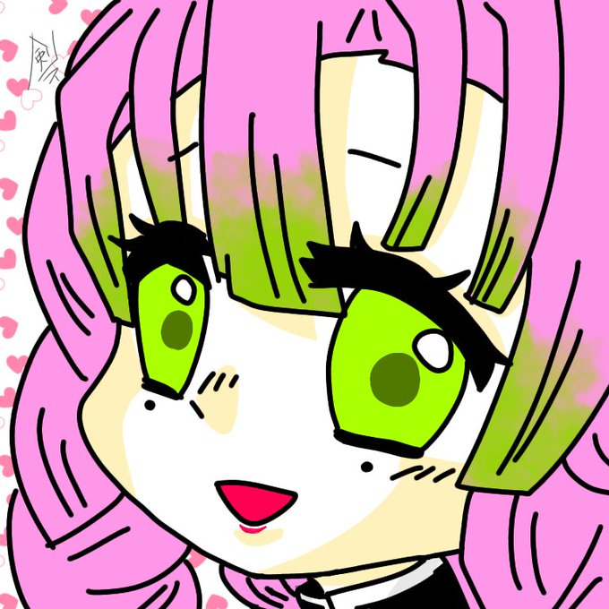 剣形さんがTwitterに投稿した甘露寺蜜璃(鬼滅の刃)のイラスト。